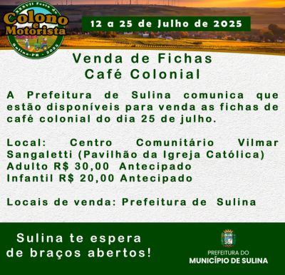 Venda de Fichas Café Colonial