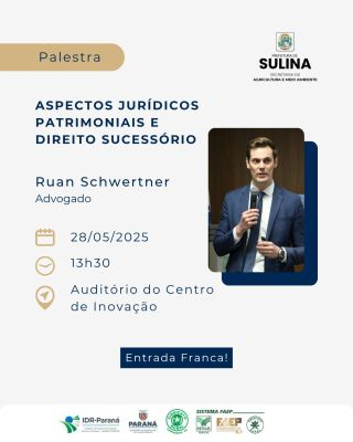 Palestra abordará aspectos jurídicos e patrimoniais da sucessão familiar
