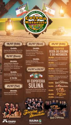 Sulina divulga programação da XXXVIII Festa do Colono e Motorista e VI Expofeira